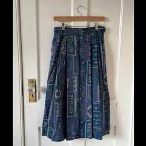 Vintage Geiger 100% Wool Pleated Patchwork Midi Skirt Size 38 (US size 8)